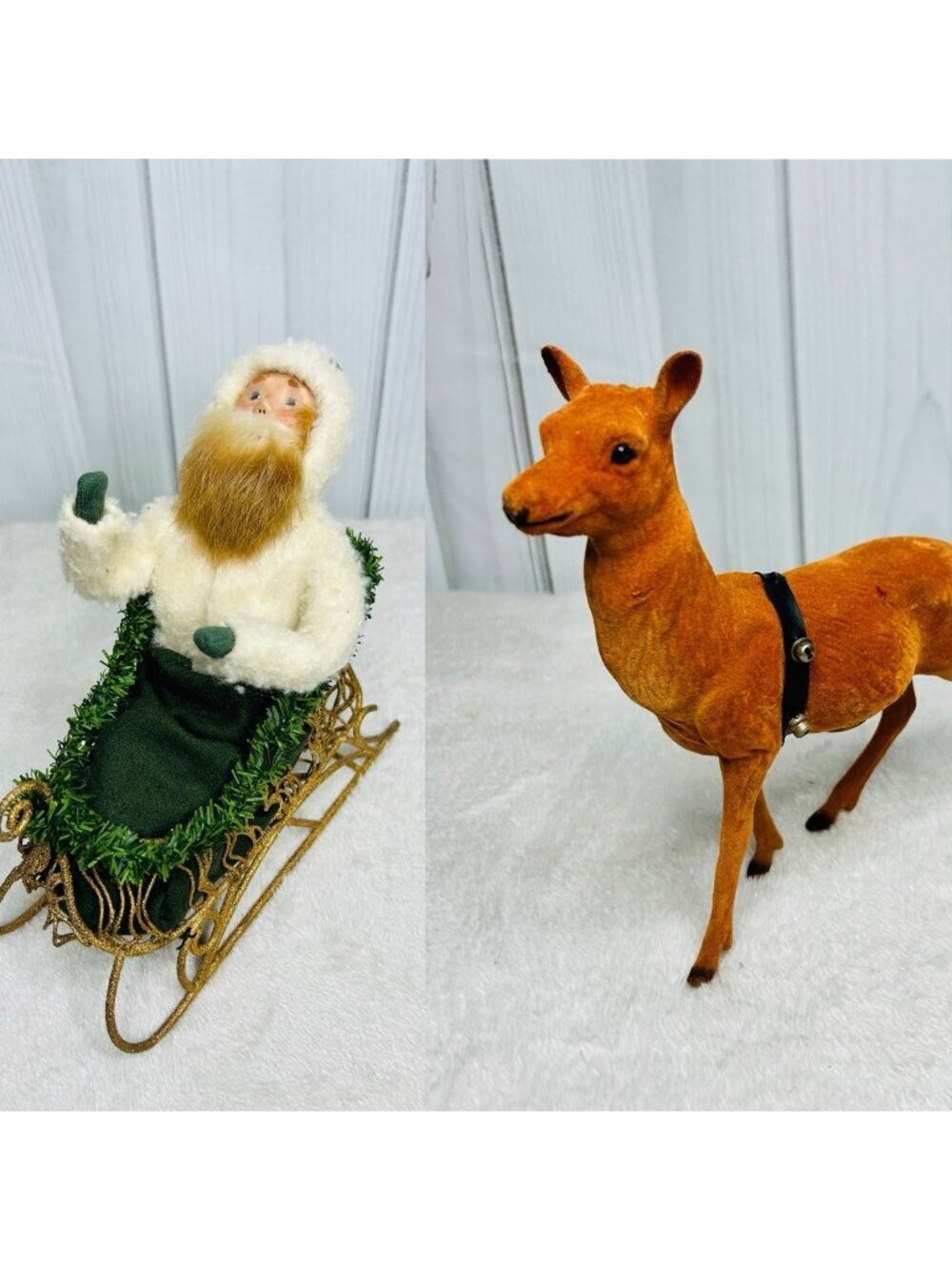 Byers Choice Victorian Santa in Gold Sleigh with Deer 1998 Holiday Traditions